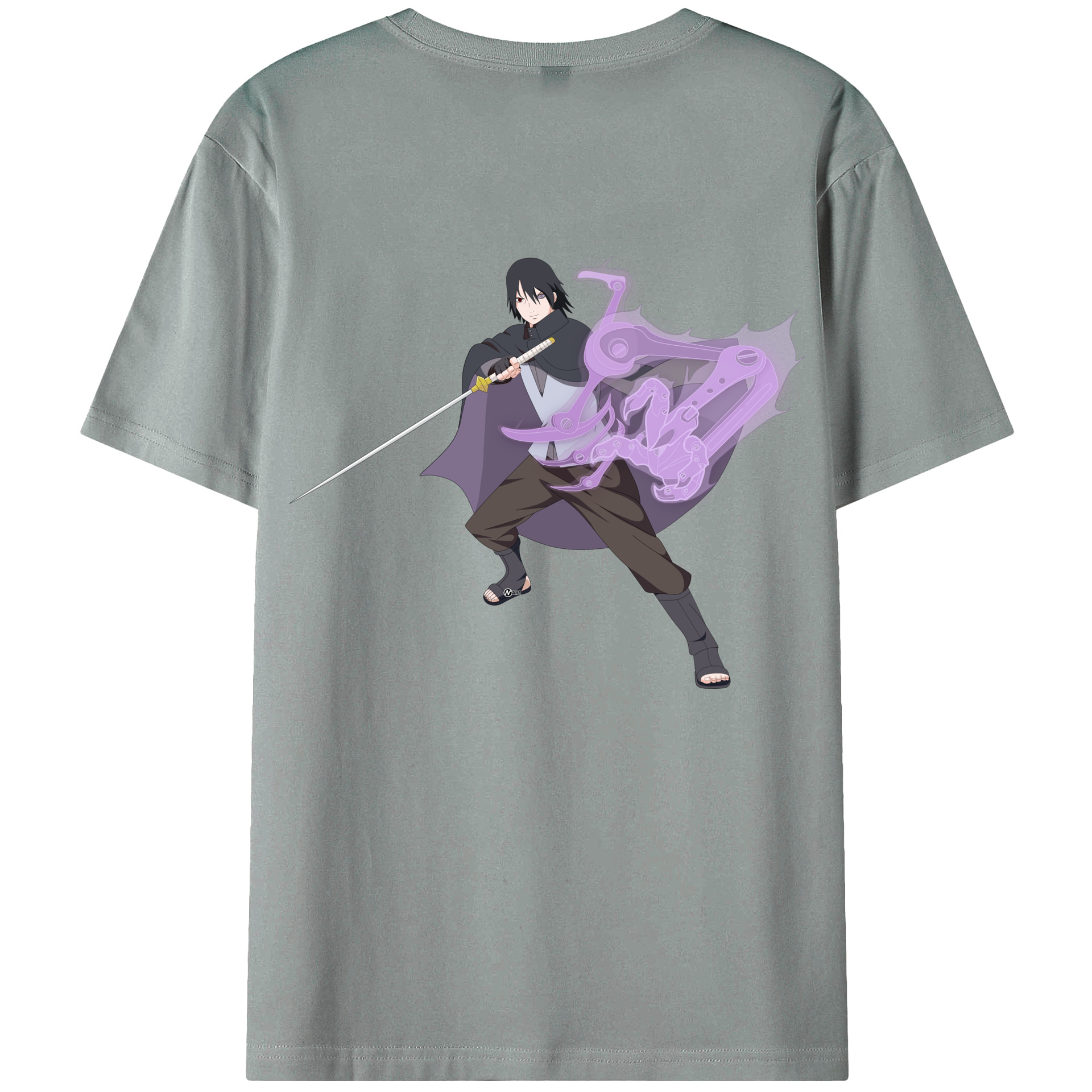 （画像用） NARUTO -ナルト- うちは サスケ Uchiha Sasuke 綿100％ メンズ半袖Tシャツ（バックプリント） 通気性